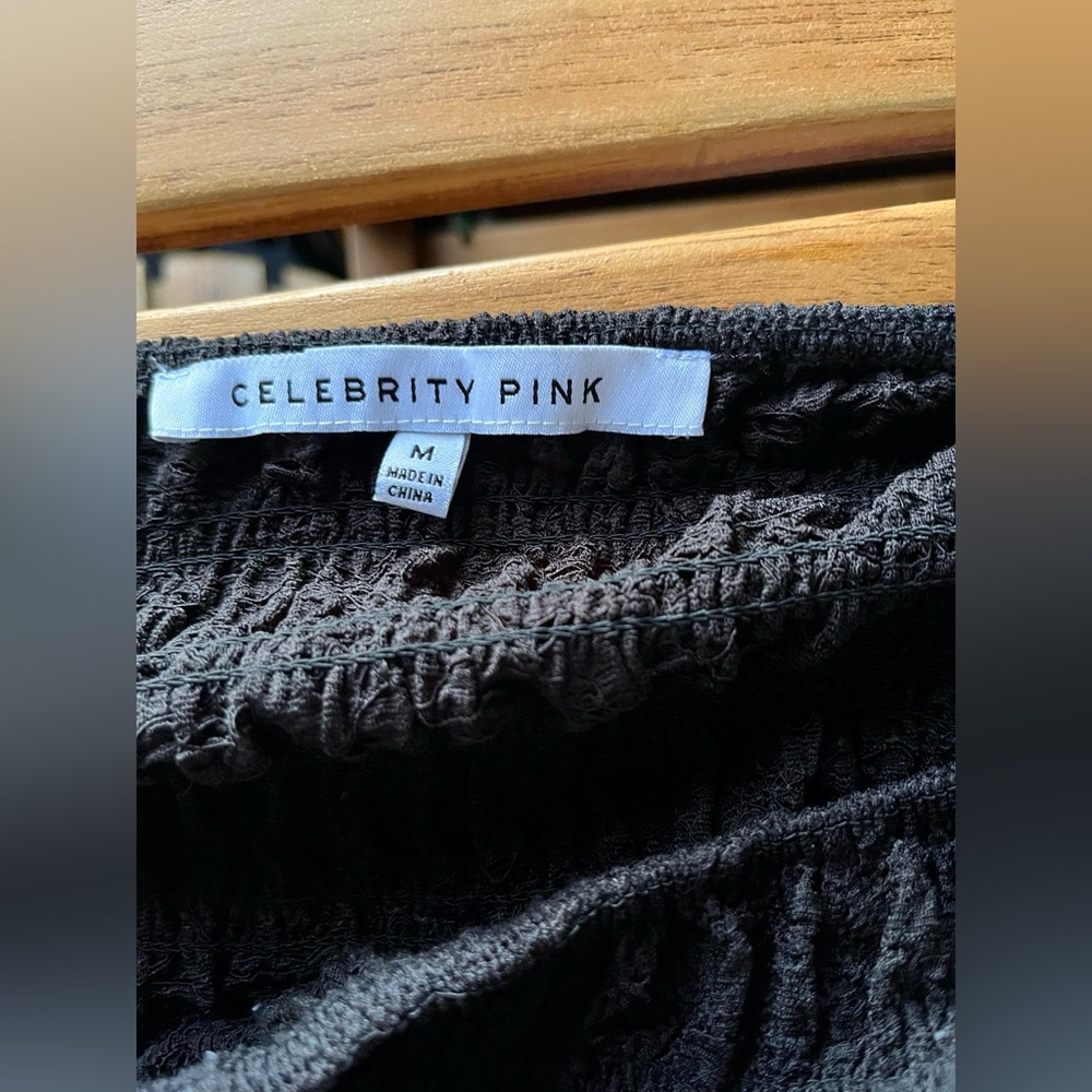 Celebrity Pink Black Textured Off-Shoulder Blouse - Picture 3 of 4